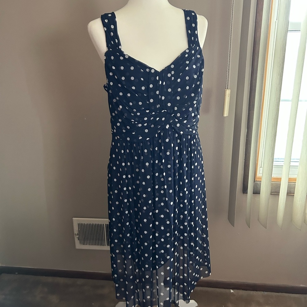 INC International Concepts Asymmetrical Tiered Blue and White Sundress